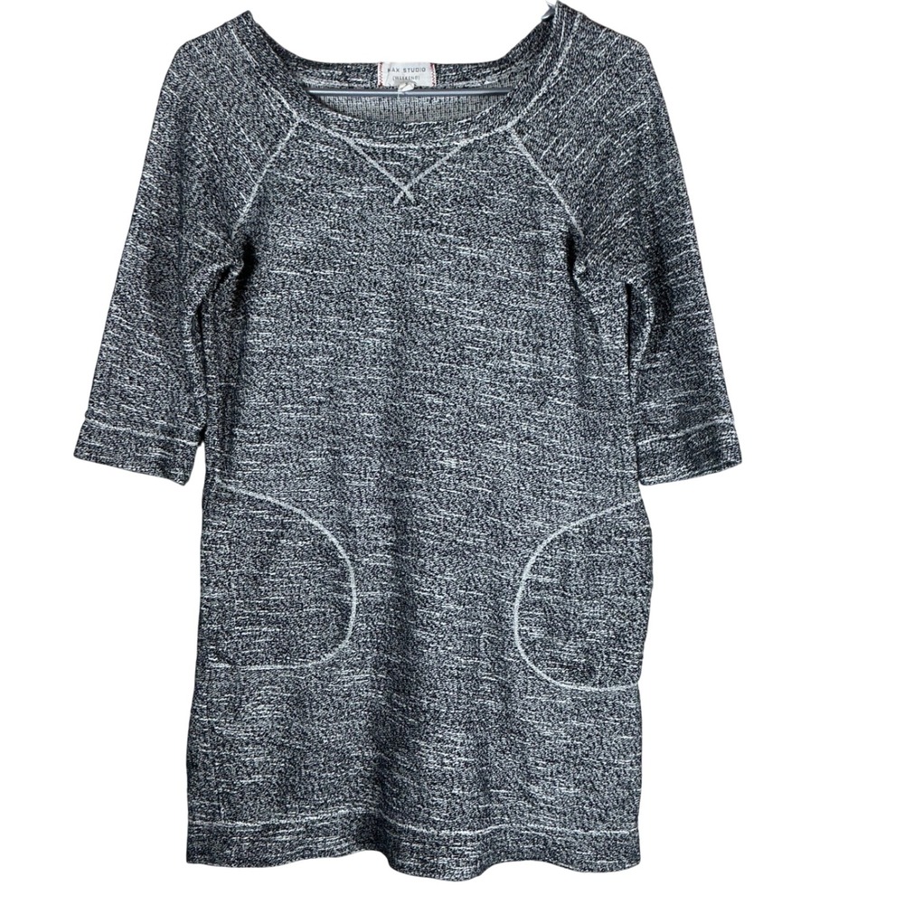 Max Studio Weekend Gray Marled Cotton Knit 3/4 Sleeve Pocket Dress S906R55A S